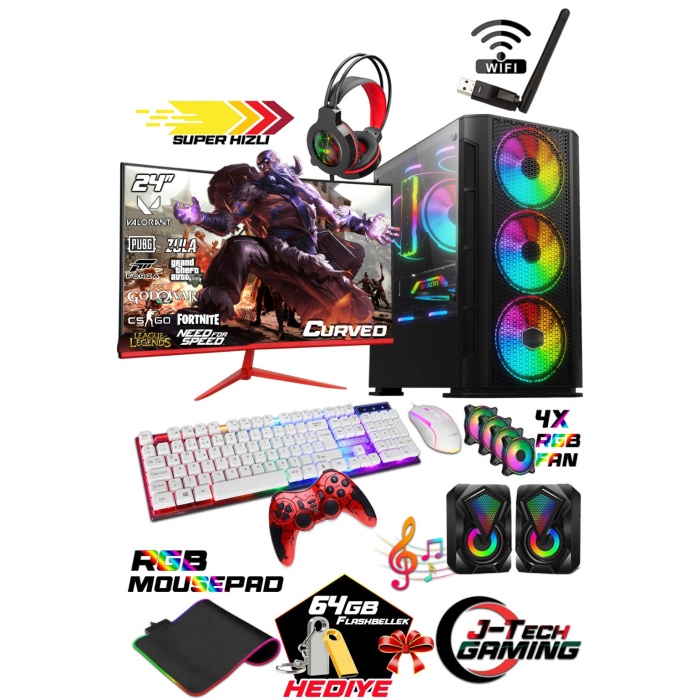 J-TECH G12718 i5 3470 16GB RAM 1TB HDD+256GB SSD R7240 4GB 24 Oyuncu Masaüstü Bilgisayar