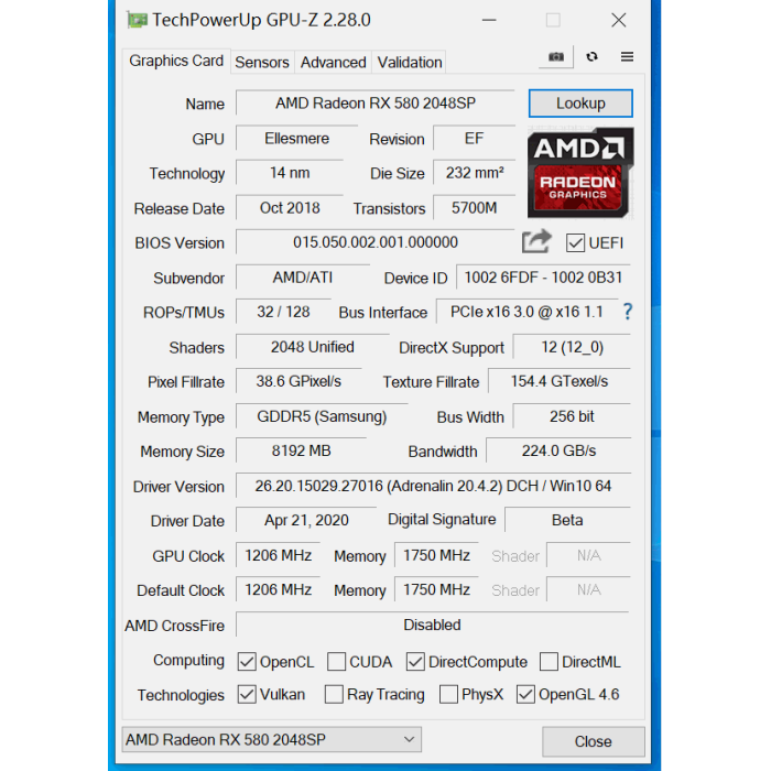 Radon RX580 8GB GDDR5 256Bit GPU Ekran Kartı