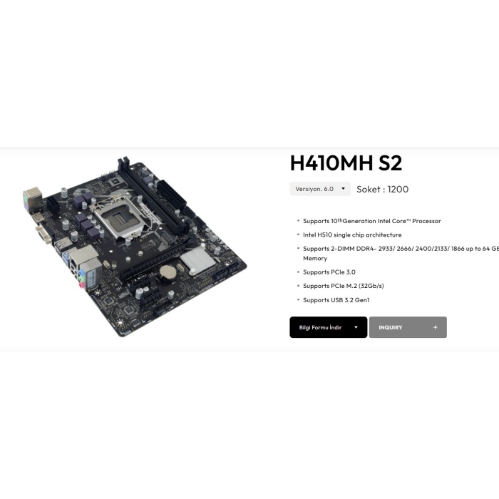 B12749 i5-10400F 16GB DDR4 RAM H410 CPU Fan Bundle Anakart Komple SET
