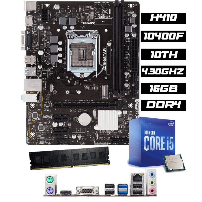 B12749 i5-10400F 16GB DDR4 RAM H410 CPU Fan Bundle Anakart Komple SET