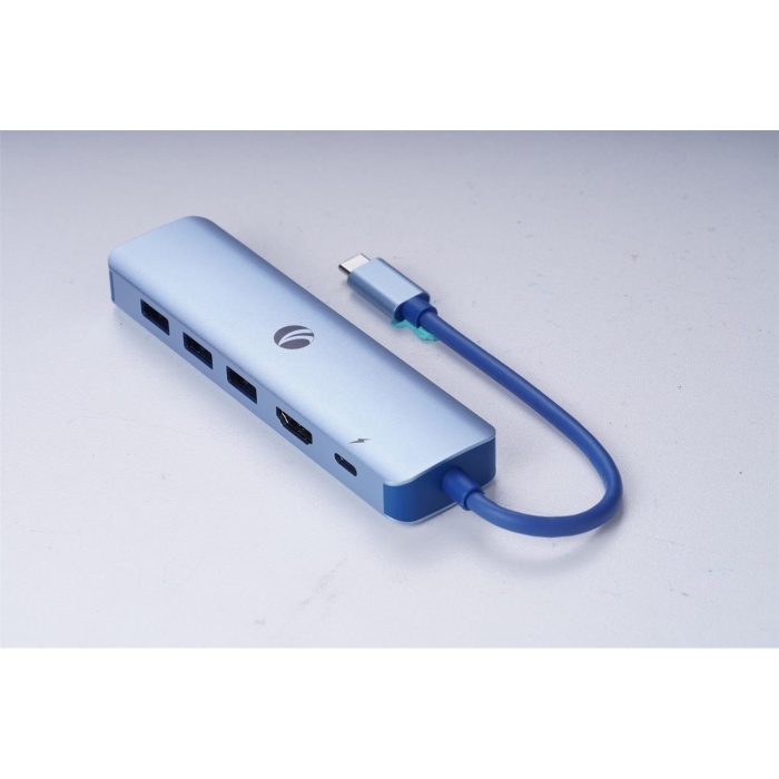 Vcom CUE55 Mavi Type-C To Hdmi(4K@30Hz)+Gigabit LAN+Usb3.0+Pd 3.0 100W Çoklayıcı