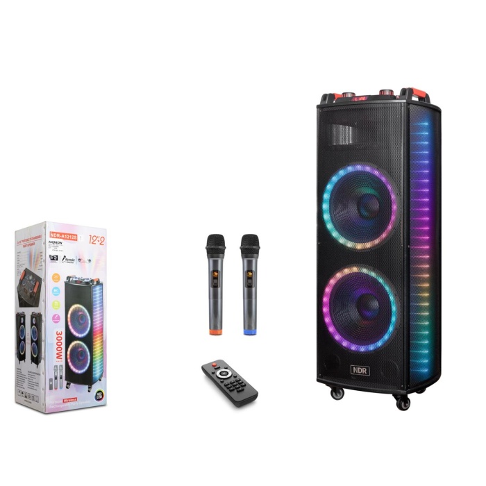 Nodar NDR1212S 12 Bluetooth Speaker Mikrofonlu Uzaktan Kumandalı 2x12 400-330-1090MM