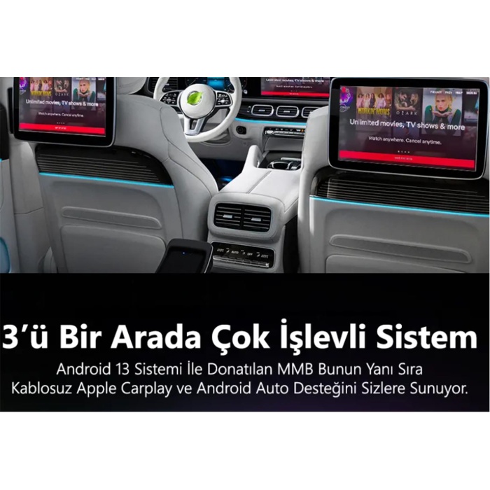 MMB MAX 4.0 Android 13, 8+128GB, HDMI Output  Kablosuz-Wireless CarPlay