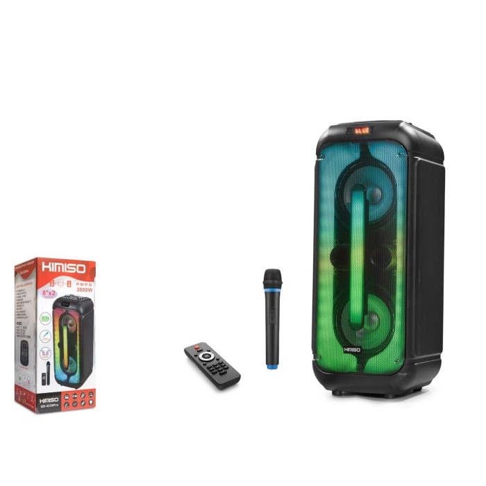 KIMISO QS4239 Pro 3000W Bluetooth Speaker Uzaktan Kumandalı Mikrofonlu 2x8 310x310x738MM Usb-TfCard