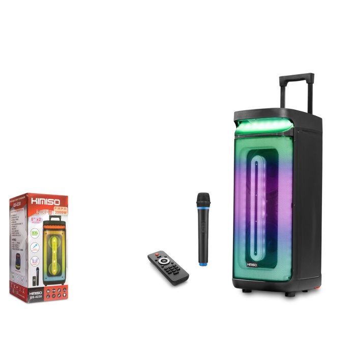 KIMISO QS4230 Mikrofonlu 8 Bluetooth Speaker Uzaktan Kumandalı 2x8 265-300-675MM Usb-TfCard