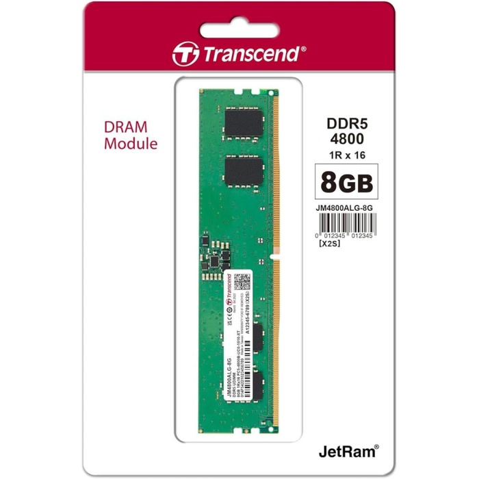 Transcend 8GB(1x8GB) 4800Mhz UDIMM DDR5 CL40 Pc Ram (JM4800ALG-8G)