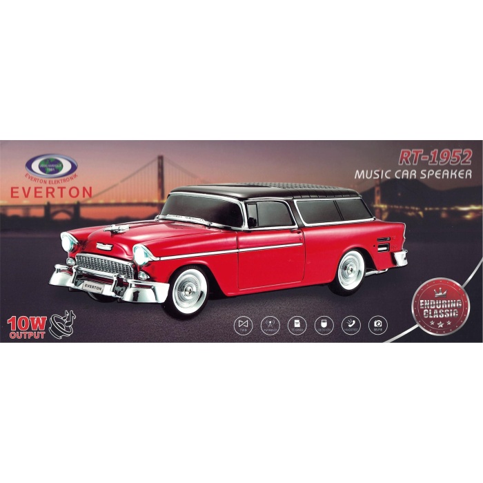 EVERTON RT-1952 Kırmızı Bluetooth Fm-Usb-Tf-Aux Şarjlı Nostaljik Radyo