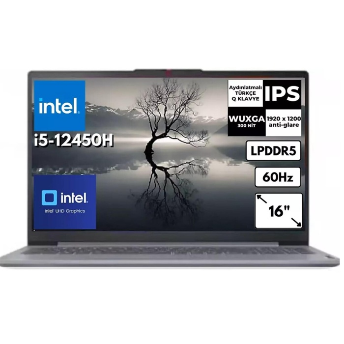 Lenovoo IdeaPad Slim 3 83ES0033TR i5-12450H 8GB5 512 GB SSD 16 WUXGA (1920x1200) FreeDOS Notebook