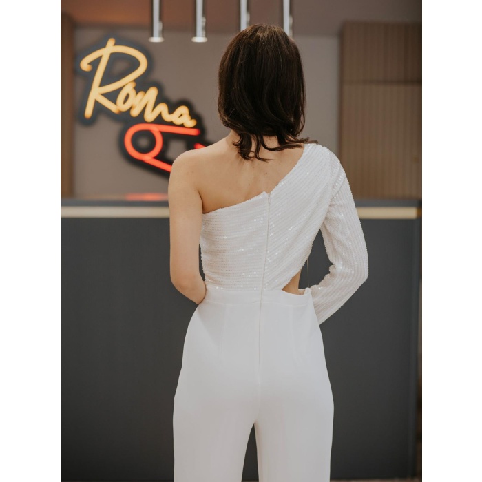 ÜST KISMI PAYET İŞLEMELİ TEK KOLLU ABİYE TULUM