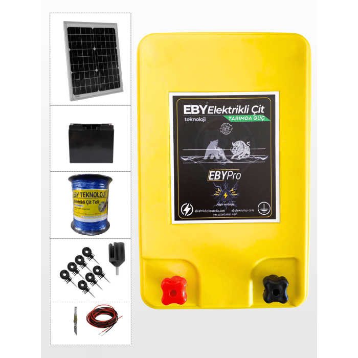 EBY Pro Elektrikli Çit Güneş Panelli Set