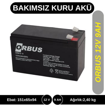 ORBUS 12V 9AH KURU TİP AKÜ