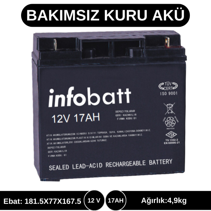 İNFOBATT 12V 17AH KURU TİP AKÜ