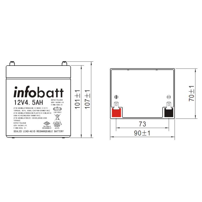 İNFOBATT 12V 4,5AH KURU TİP AKÜ