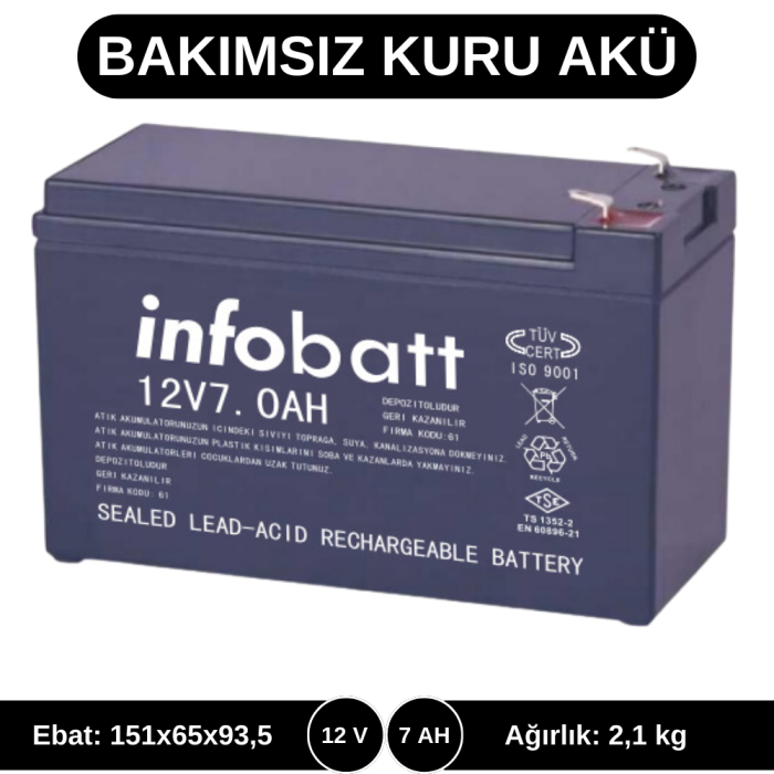 İNFOBATT 12V 7AH KURU TİP AKÜ