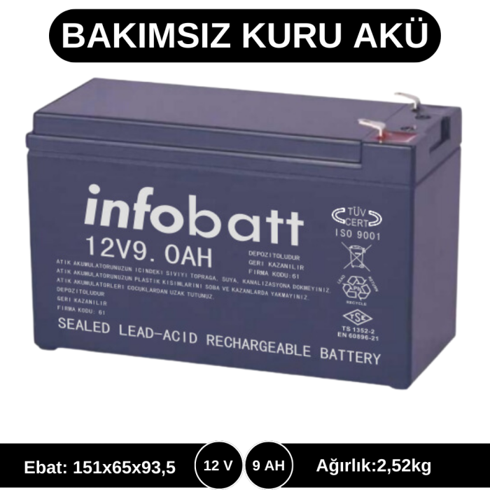 İNFOBATT 12V 9AH KURU TİP AKÜ