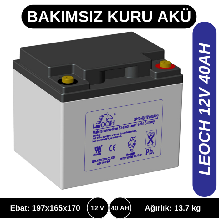 LEOCH 12V 40AH KURU TİP AKÜ