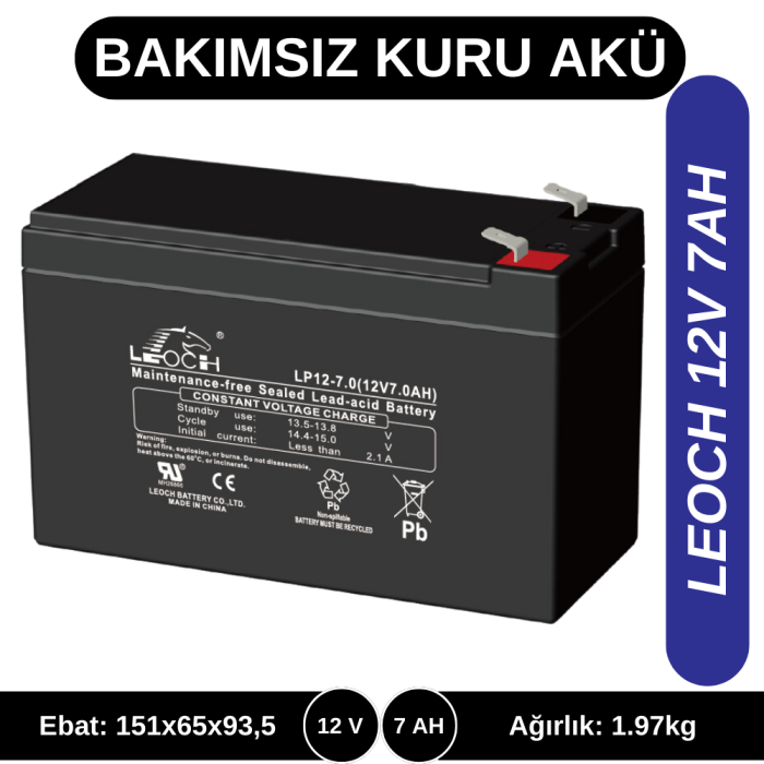 LEOCH 12V 7AH KURU TİP AKÜ