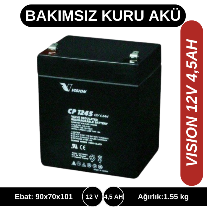 VISION 12V 4,5AH KURU TİP AKÜ