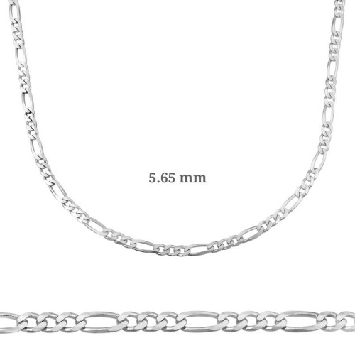 5.65 mm Gümüş Figaro Zincir - 160 mikron