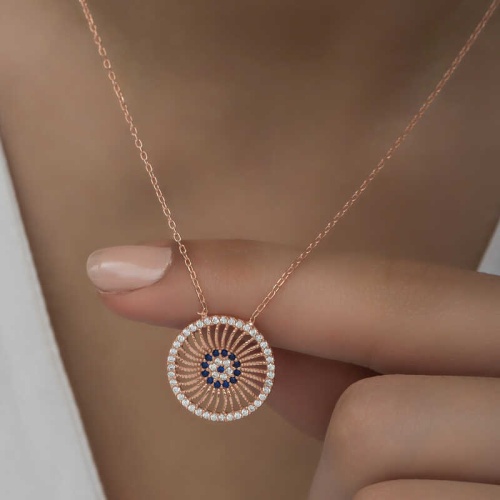 ​Gümüş Rose Nazar Kadın Kolye