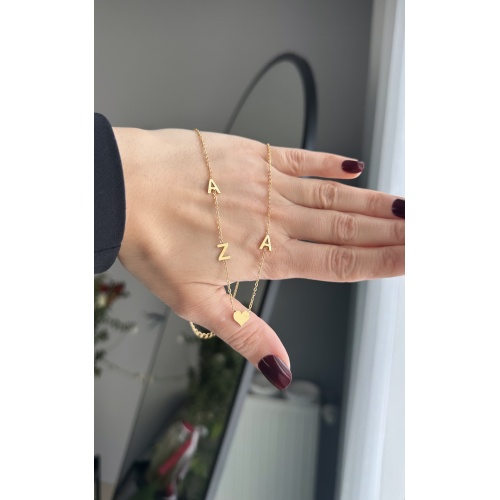 Çelik 3 harf kalp kolye