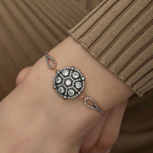 Gümüş Rose Elmas Montür Bileklik