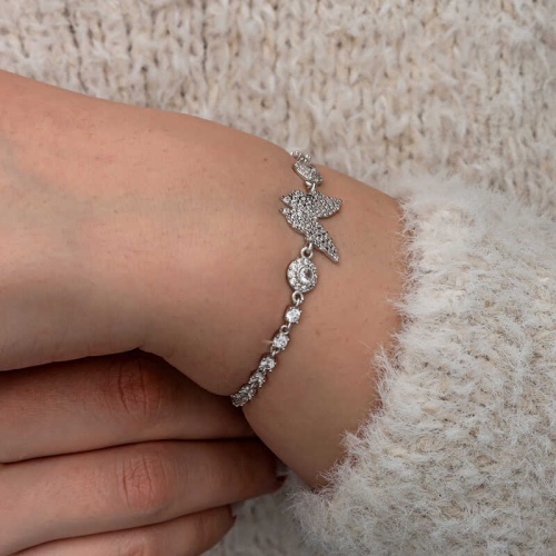 Gümüş Zirkon Taşlı Kelebek Kadın Bileklik