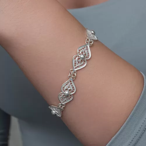 Gümüş Motif Esintisi Telkari Kadın Bileklik