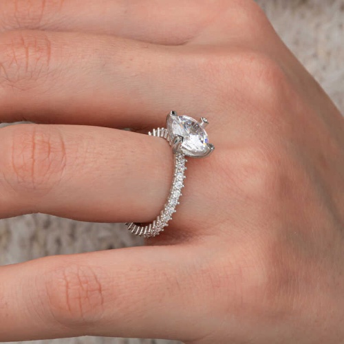 Gümüş Tektaş Tamtur Kadın Yüzük