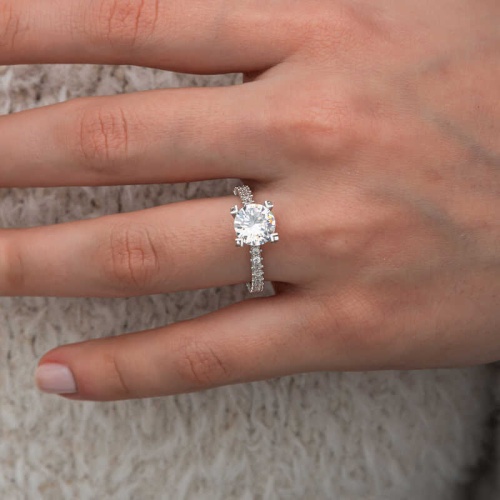 Gümüş Tektaş Tamtur Kadın Yüzük