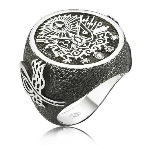 Gümüş Osmanlı Devlet Armalı Erkek Yüzük