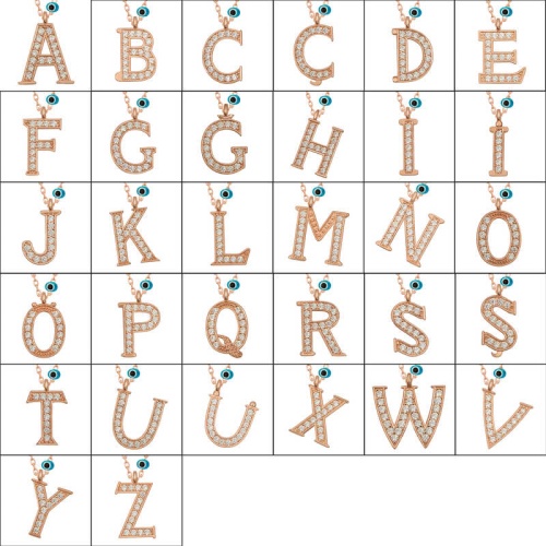 Gümüş Nazar Rose V Harfi Kadın Kolye