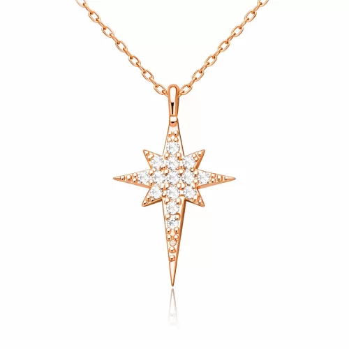Gümüş Rose Kutup Yıldızı Kadın Kolye