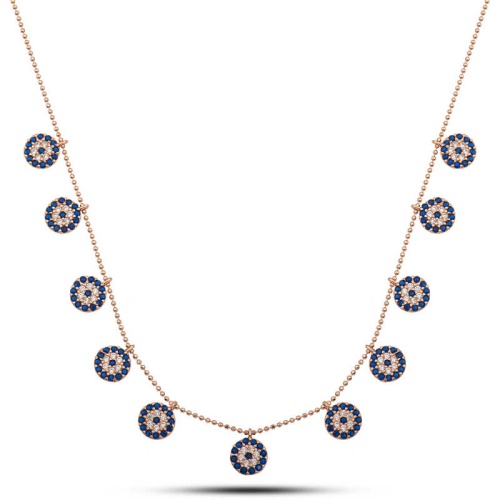 Gümüş Rose Nazarlı Şans Kadın Kolye