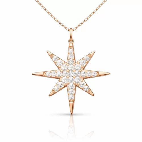 Gümüş Rose Kutup Yıldızı Kadın Kolye