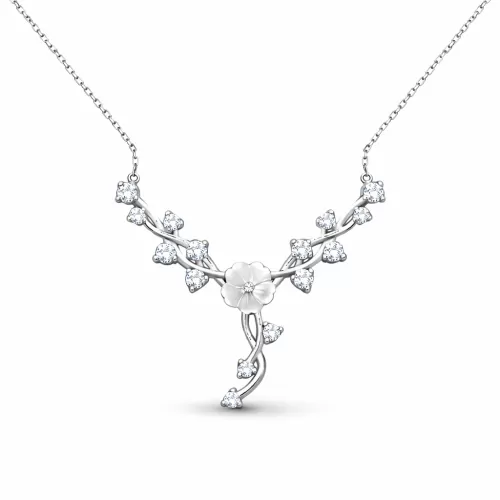 Gümüş Manolya Çiçeği Sarmaşık Kadın Kolye