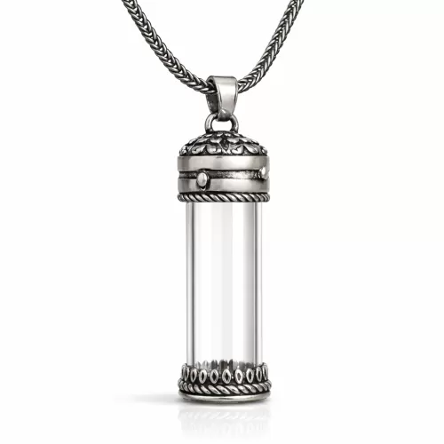 Gümüş İçi Açılabilen Muska Kabı Cevşen Erkek Kolye