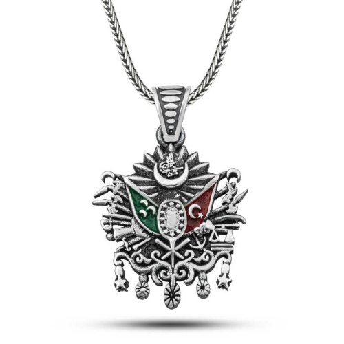 Gümüş Osmanlı Devlet Armalı Erkek Kolye