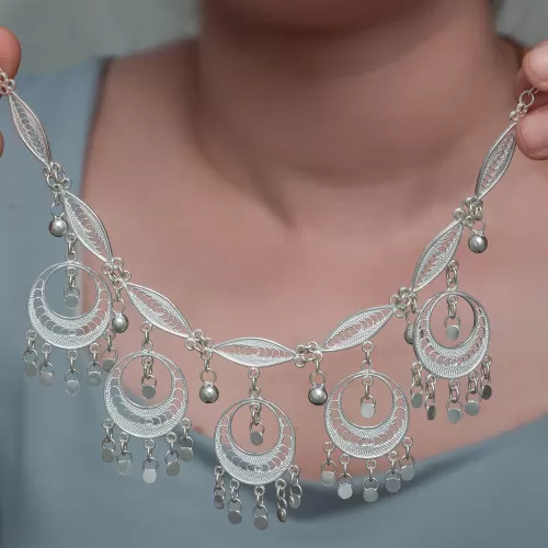 Gümüş Ay Dansı Telkari Kadın Kolye