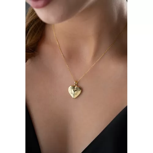 Gümüş Aşk Hatırası Açılır Kalp Kadın Kolye