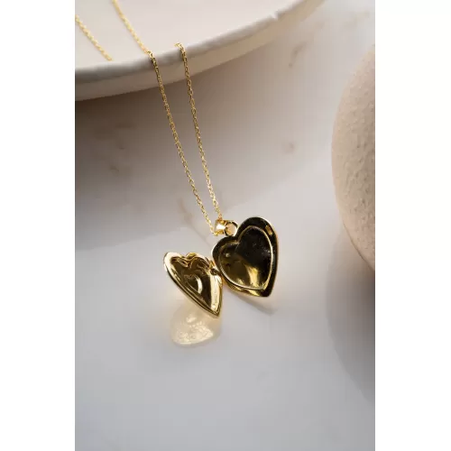 Gümüş Aşk Hatırası Açılır Kalp Kadın Kolye