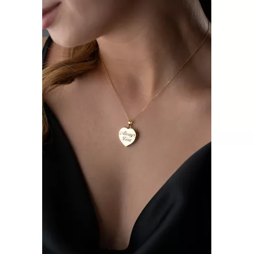 Gümüş Always Love Yazılı Kapaklı Kadın Kolye