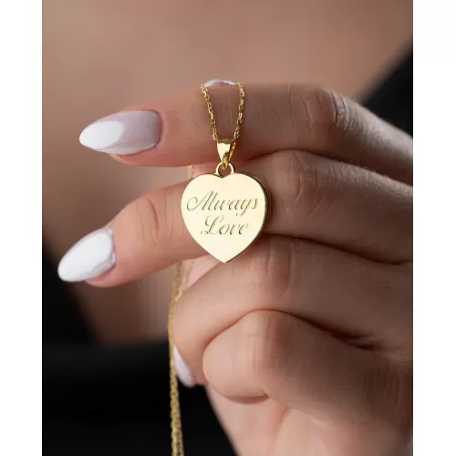 Gümüş Always Love Yazılı Kapaklı Kadın Kolye