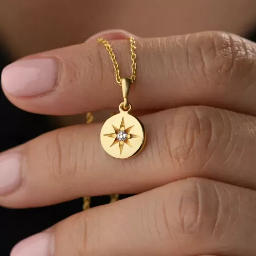 Gümüş Gold Minimal Yıldız Kadın Kolye