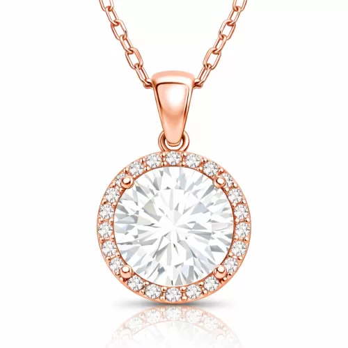 Gümüş Rose Yuvarlak Montür Kadın Kolye