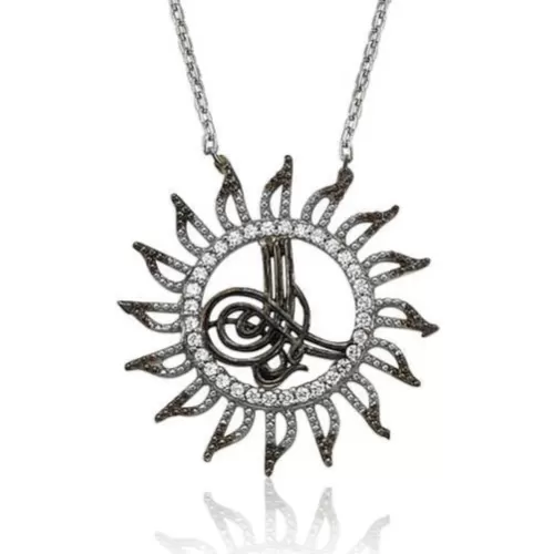 Gümüş Tuğralı Güneş Bayan Kolye