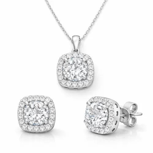 Gümüş Kare Montür Tek Taş Kadın Set