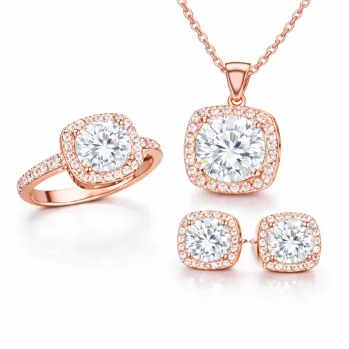 Gümüş Rose Kare Montür Kadın Set