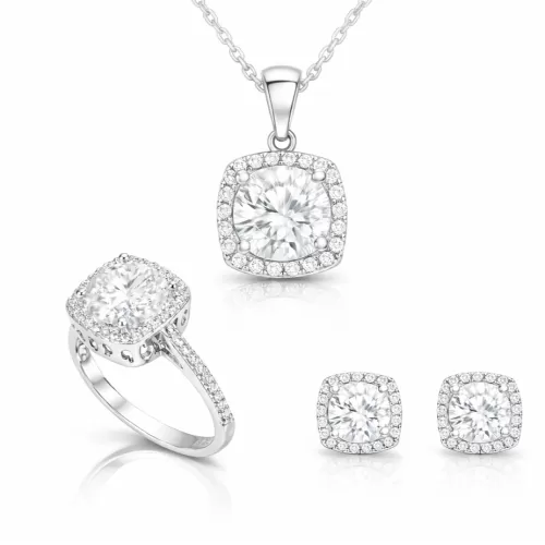 Gümüş Kare Montür Bayan Set