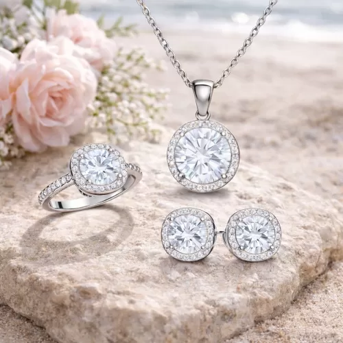 Gümüş Yuvarlak Montür Tek Taş Set